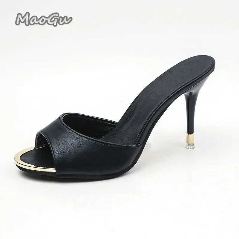 2024 Summer Fashion Thin Heels Shoe Sexy Black Woman Comfortable Sandals Mules Women High Heel Slip-on Shoes K260311