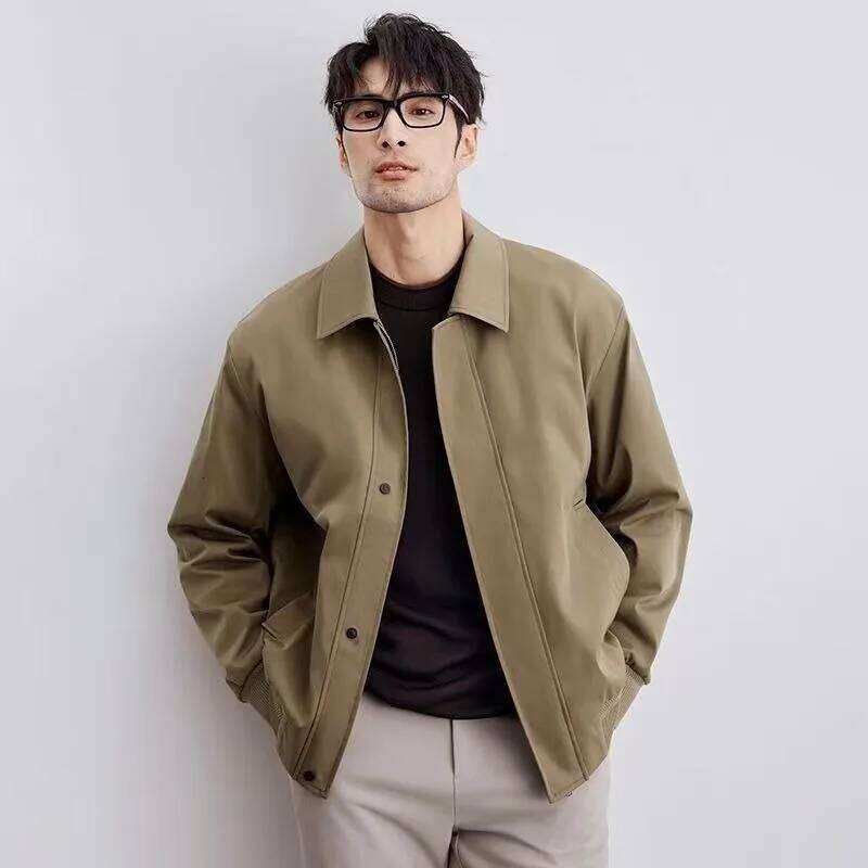 New Spring Autumn Men's Executive Lapel Solid Color Jacket 26H0311
