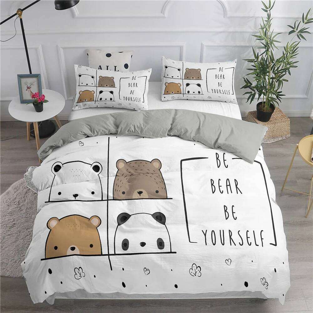 Cartoon Bedding Cute Cats Printed 3D Duvet Cover Set Twin Full Queen King Double Size Pillowcase Bedclothes 2/3pcs for Kids H260311