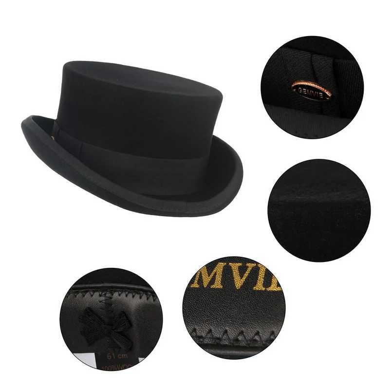 Men top hat Wool Bowler Hat Derby Hat Autumn Winter Vintage British Style Jazz Cap Presidential Hat 11 cm high magician hat X260311 - view 5