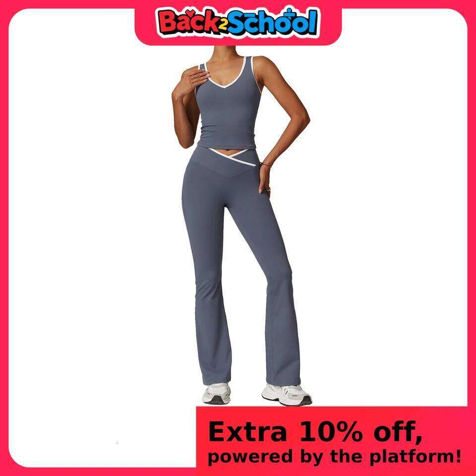 Yoga Set 2 Pieces Workout Outfits Fitness Sportswear Gym Tracksuit High Waist Leggings Sports Bra Athletic Wear Women Clothes 26H0311