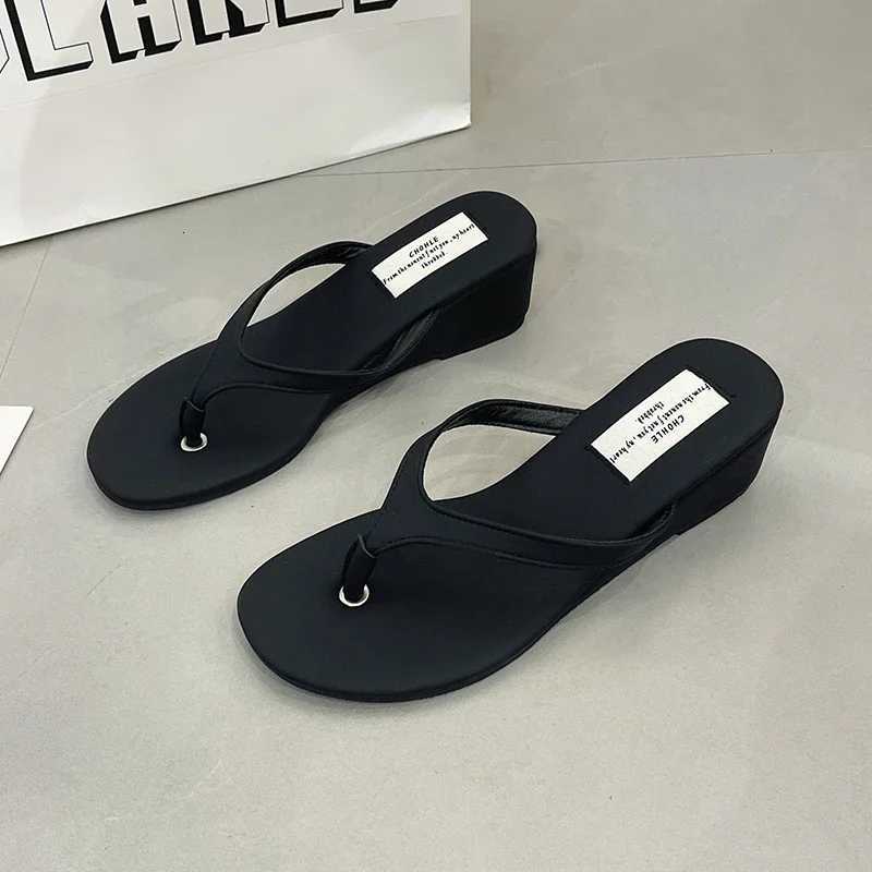 Women Wedges Slippers Heeled Sandals Casual Flip Flops Flats Shoes Woman 2025 Trend Summer Pumps Shallow Clip Toe Slides Mujer K260311