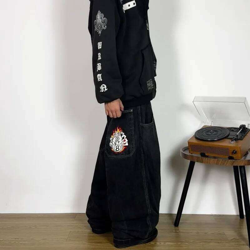 Y2K Jeans Goth Printed graphic high quality Baggy fashion Hip Hop streetwear men women Harajuku Casual wide leg jeans Z260225