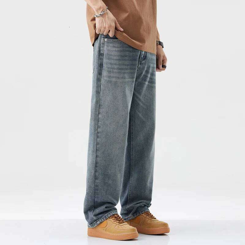 Baggy Jeans Men's Streetwear Fashion Straight Vintage Washed Wide-leg Pants Y2k Mens Clothing Casual Loose Denim Trousers Z260225