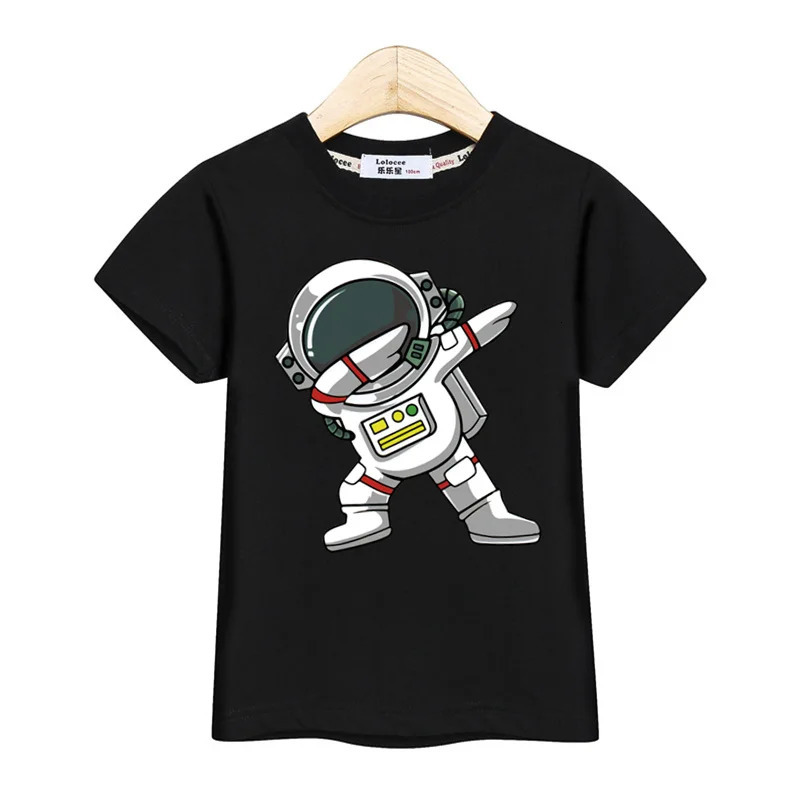 Children Summer Tops Astronaut Cartoon T-shirt Baby Boys Short Sleeves Shirt 3-14T US Size Clothing 260310