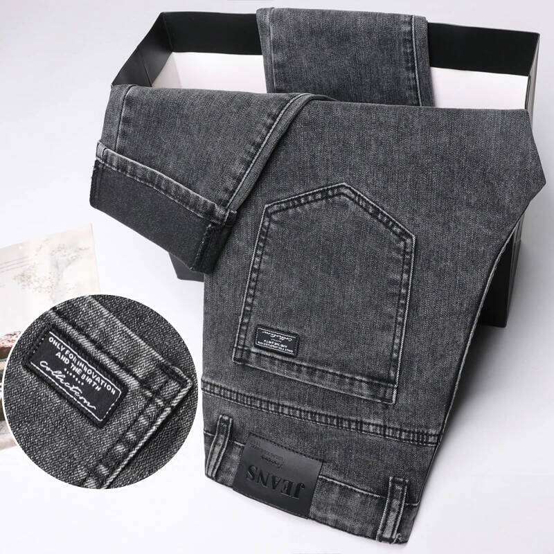Stretch Pencil Cargo Jeans Gray Men High Street Casual Denim Trousers Fashion Personality Straight Little Feet Men's Pants Z260225