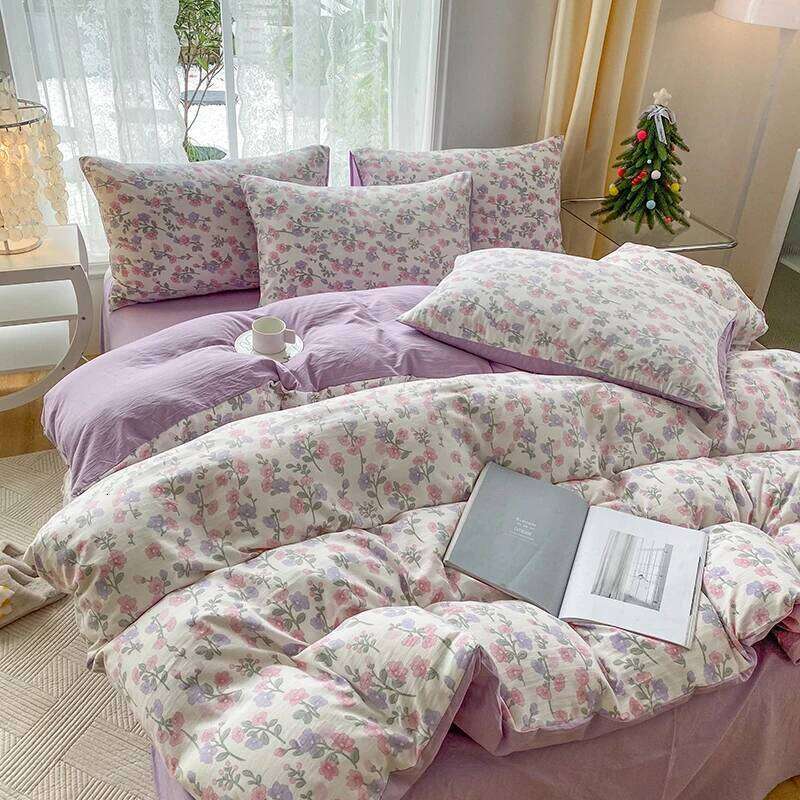 3-piece cartoon heart-shaped plant floral print set, duvet cover and a pair of pillowcases no padding, suitable for bedroom H260311