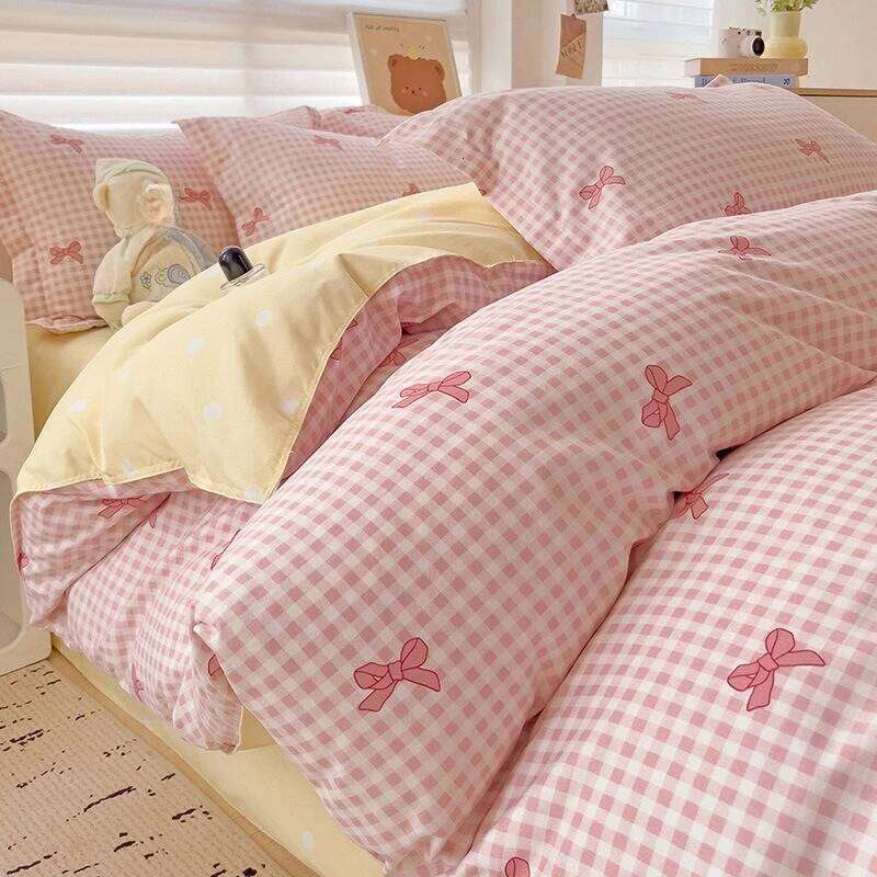 Class A Thickened and Ground Four-piece Small Fresh Washed Cotton Quilt Cover Bed Sheet Pillowcase Dormitory Three-piece Set H260311