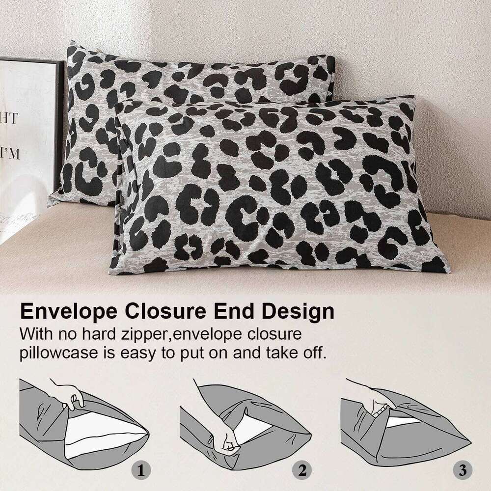 3pcs Leopard Print Set, Soft Skin-Friendly Bedding Set Includes 1 Duvet Cover And 2 Pillowcases H260311