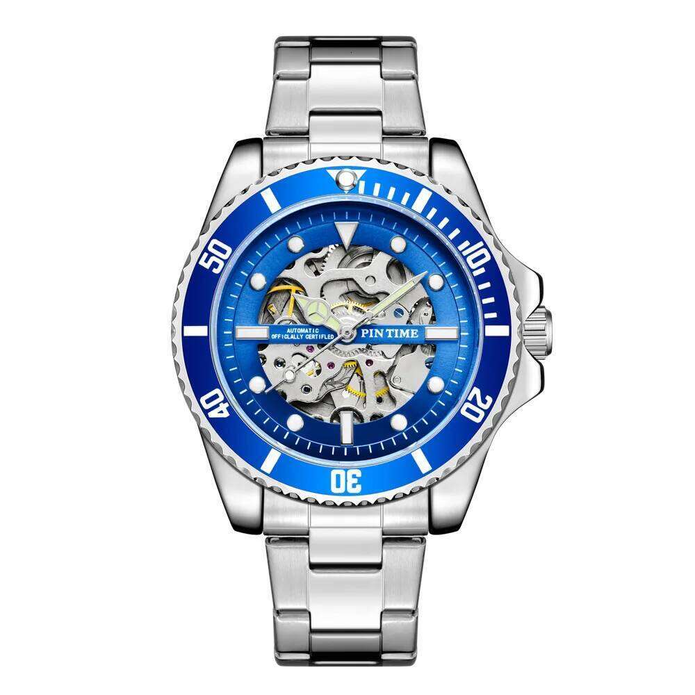 Classic stainless steel hollow diving casual and fashionable men's waterproof mechanical watch