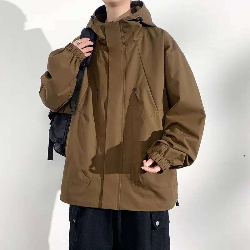 New Camping Men Windbreak Coat Plus 8XL Fashion Casual Waterproof Jacket Male Solid Color Outerwear Big Size 26H0311