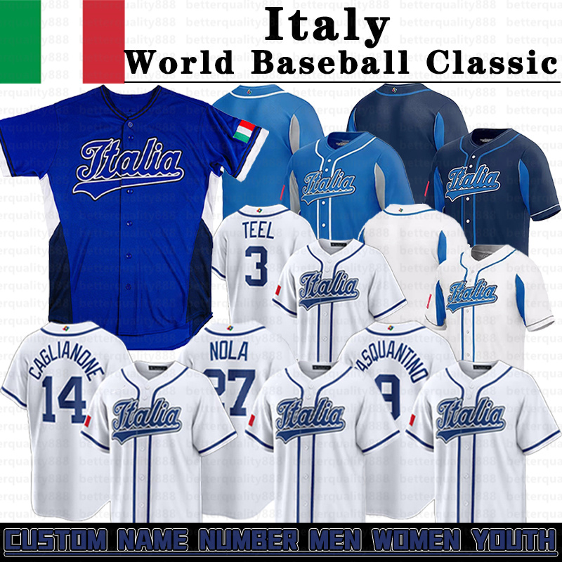 Team Italy baseball jersey 2026 World Baseball Classic WBC Baseball Jersey Pasquantino Aaron Nola Vinnie Pasquantino Kyle Teel Jac Caglianone