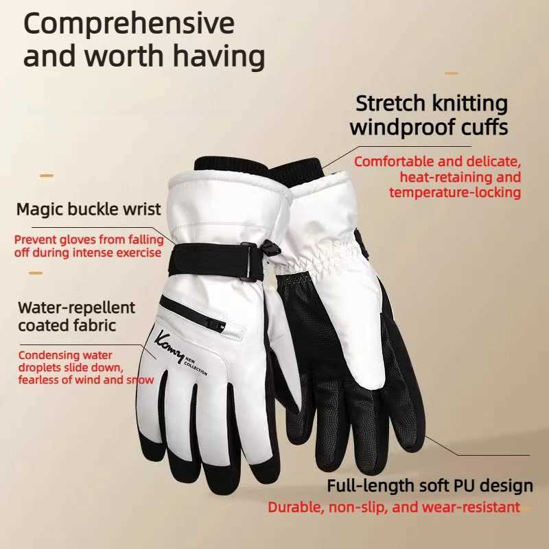 Winter Cycling Gloves Non Slip Touch Ski Gloves Snowboard Accessories Waterproof Pocket Warm Mens and Womens Thermal Gloves M260311