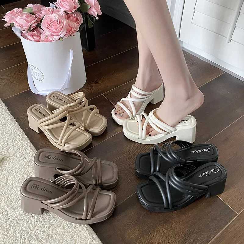 Womens High Heel Summer Outdoor Wear Increase Height Anti-Slip Sandals Fashion Slope Heel Single Strap Shoes K260311