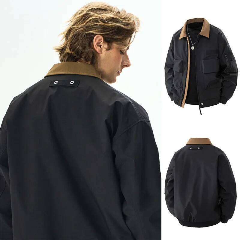 Men's Spring Casual Blazer Turn-Down Collar Stylish Versatile Office Wear Lightweight Coat Trendy Man Large Pocket Jacket 26H0311