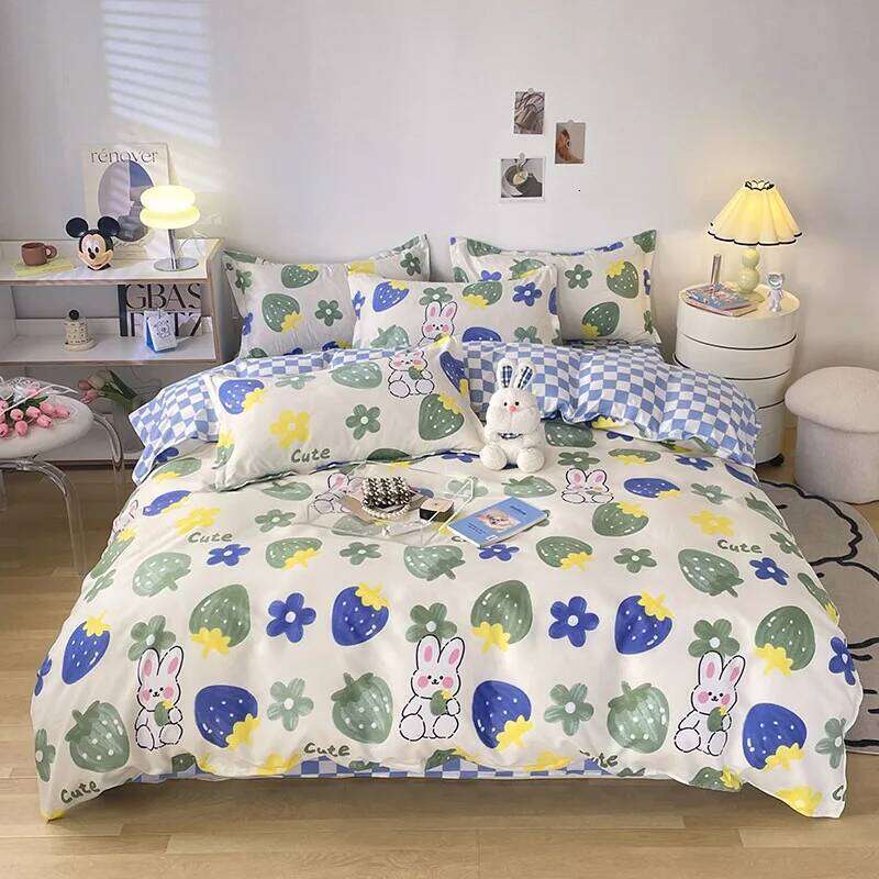 Simple four-piece bedding aloe cotton sheet quilt cover 1.8 meter home textile simple three-piece student 4pcs H260311