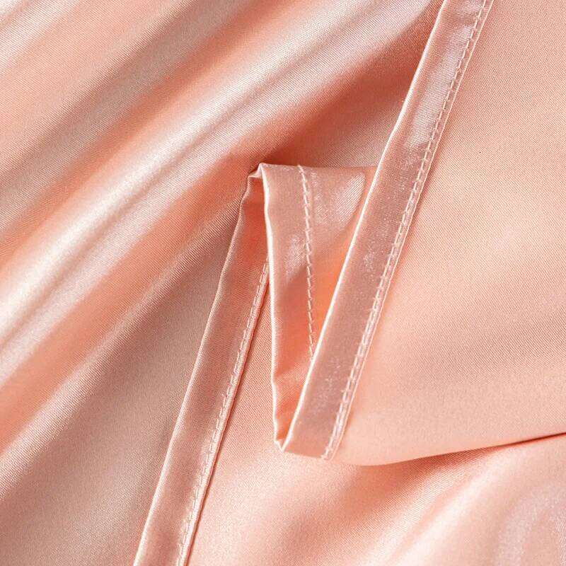 Natural Mulberry Silk Double Sheet Set Stain High-End King Size Bedsheet Sets Home Solid Color Soft Smooth Bed Cover H260311