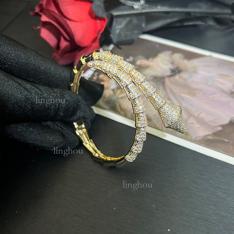 2026 Fashion Snake Full Diamond Designer Necklace Luxury Brand Women's Jewelry High End Ins Luxury Necklace Earrings Bracelet Accessories Set Who