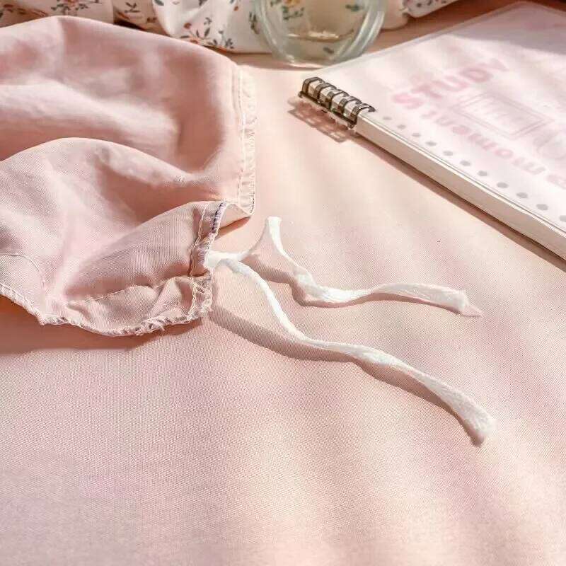 Romantic Tulip Pink Bedding Set Flat Sheet Pillowcase Twin Full Queen Princess Style Bed Linen Kids Girls Floral Duvet Cover H260311