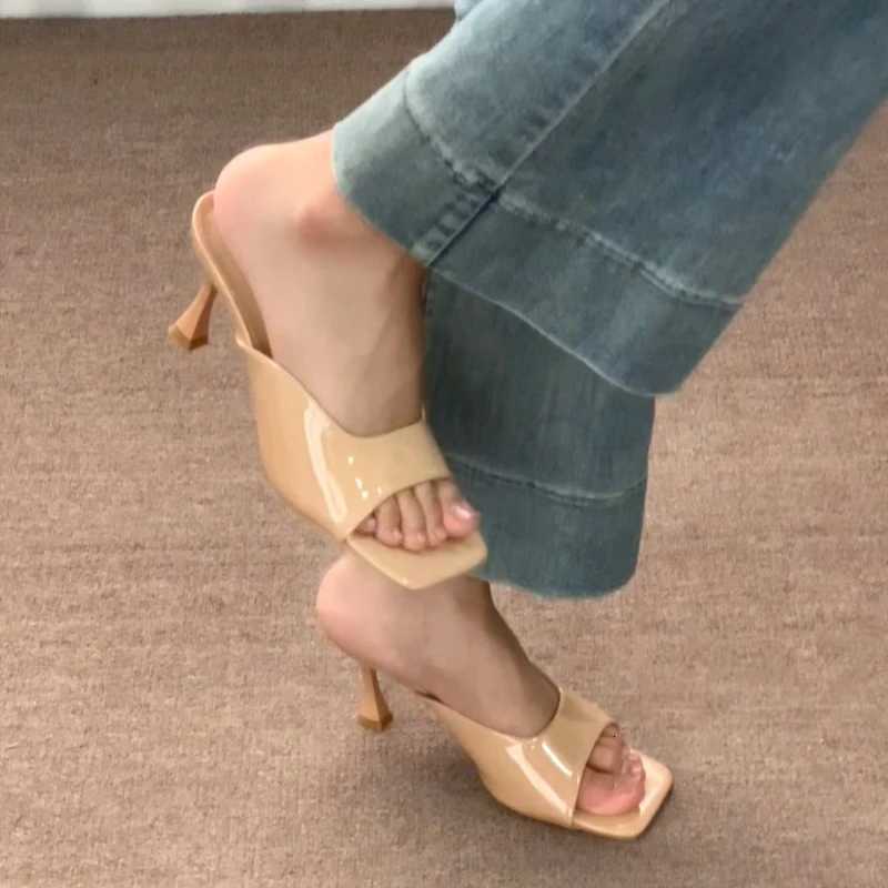 Street Style Summer Square Toe High Heel Women Fashion Party Stripper Mules Female Slides Shoes Zapatos De Mujer K260311