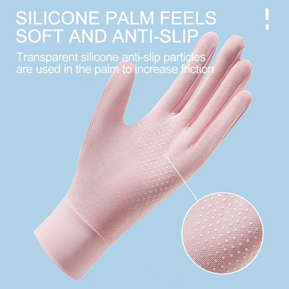 KoKossi Summer Breathable Ice Silk Gloves Women Sunscreen Fashion Non-slip Finger Flipping Riding Gloves Thin Anti-UV Gloves M260311
