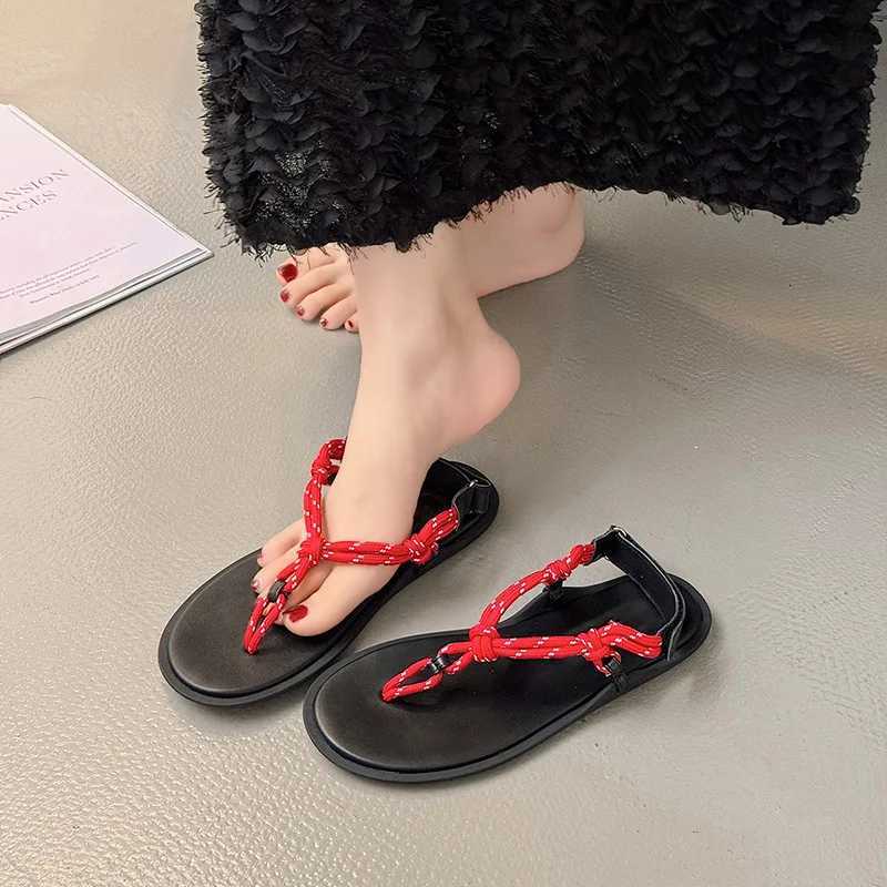 rope sandals womens casual flat shoes summer beach flat shoes 2025 new vacation flip-flops K260311