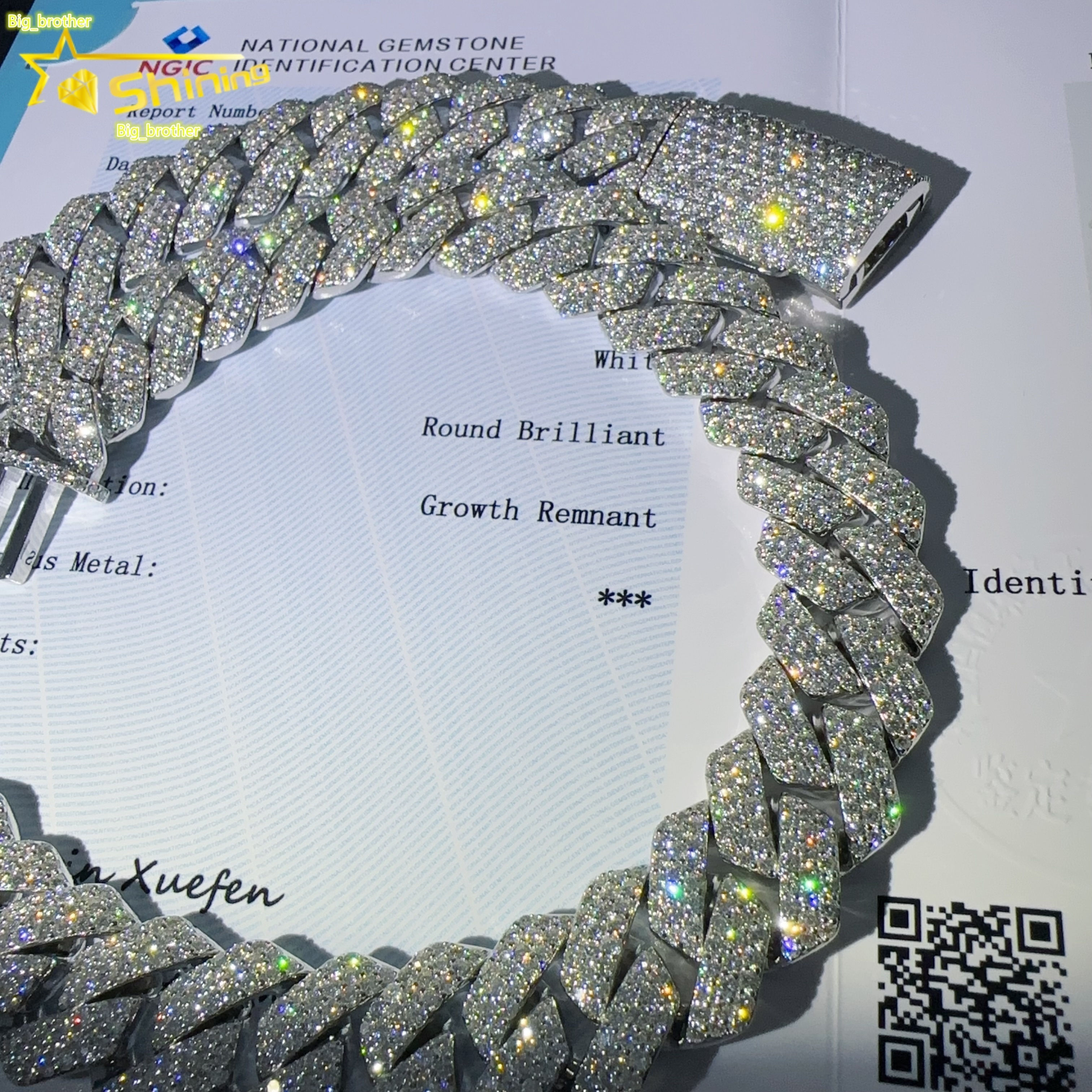 Custom Lab Grown Diamond Bracelet Necklace Mens Jewelry HPHT 20MM Width 925 Silver Iced Out Diamond Hip Hop Cuban Link Chain