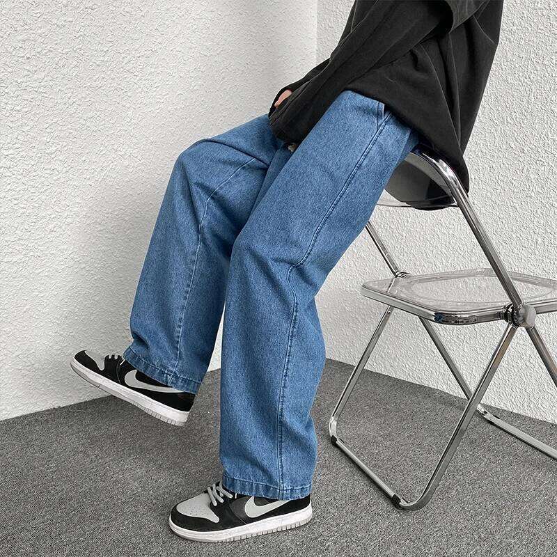 Oversized 5XL Men's Wide-leg Jeans Spring New Black Gray Fashion Baggy Streetwear Pants Casual Simple Straight Denim Trousers Z260225