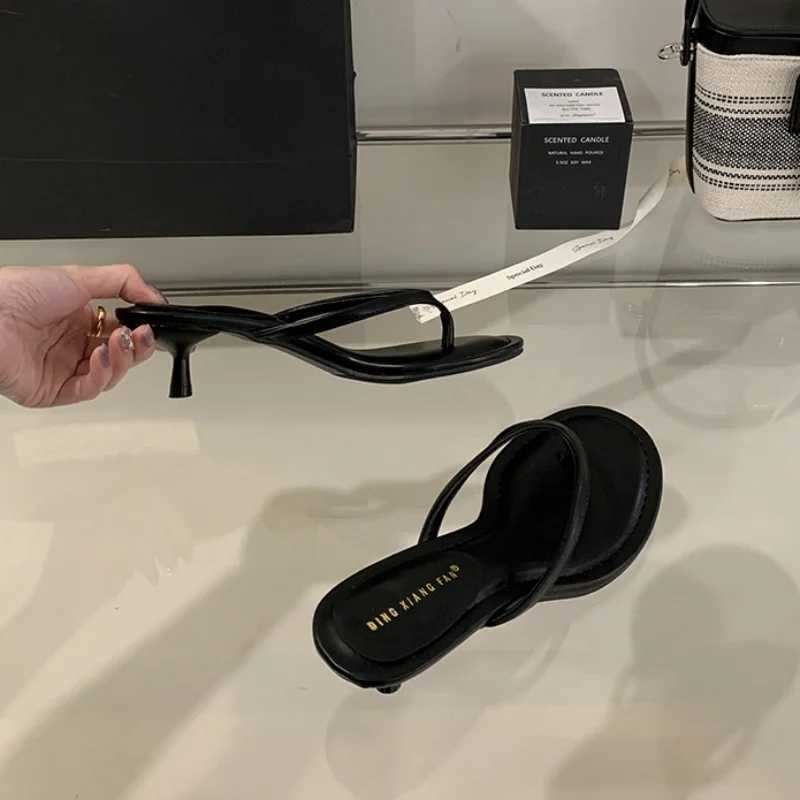 Bailamos 2025 Summer Thin High Heel Women Slipper Fashion Narrow Band Slip On Ladies Flip Flop Outdoor Dress Sandal Slides Shoe K260311