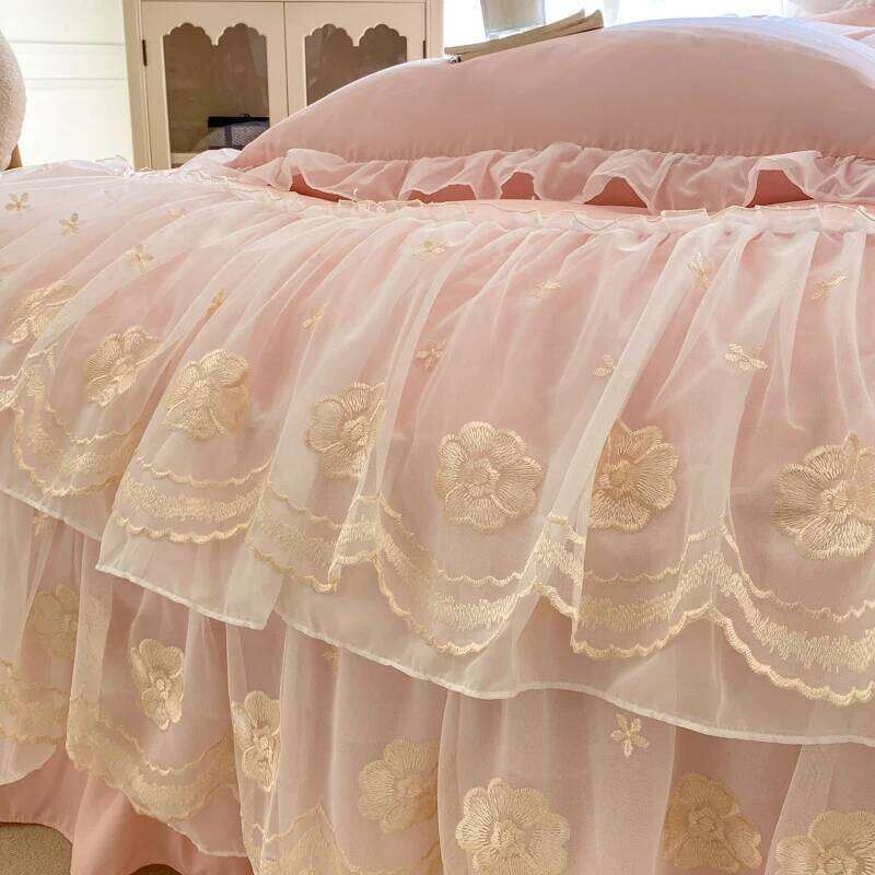 3pcs Korean lace Bedding set wedding Duvet Set 1*Duvet Cover + 2*Pillowcase, Without Corefor bedroom guest room H260311