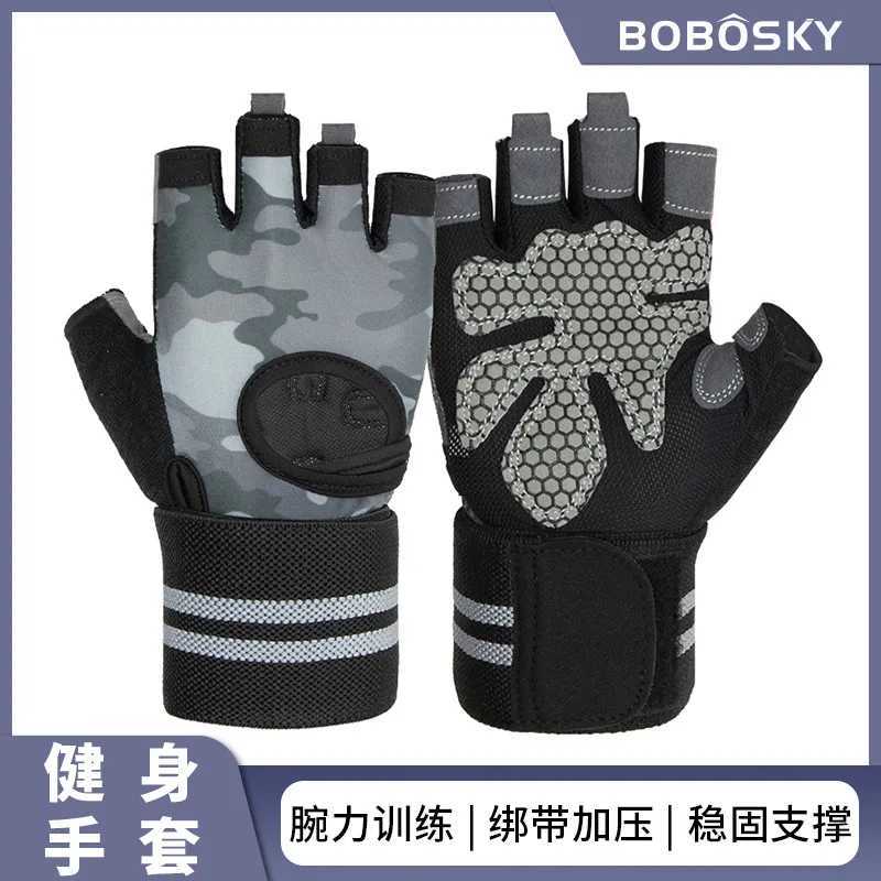 Anti Slip Shock Breathable Half Finger Gloves Breathable Cycling Gloves Fitness Gym Bodybuilding Crossfit Exercise Sports Gloves a03 M260311