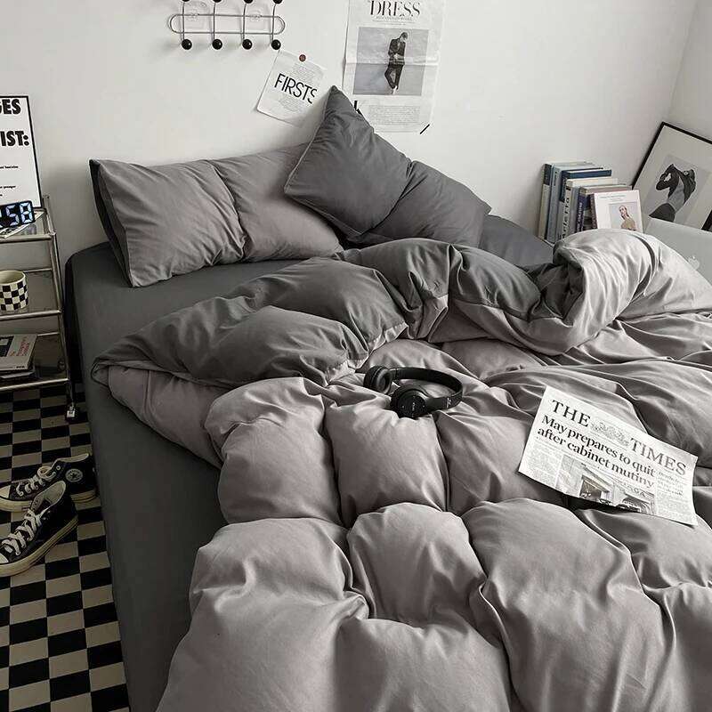 3-piece double color duvet cover + pillowcase, bedding set, soft and breathable bedroom or guest room without core H260311