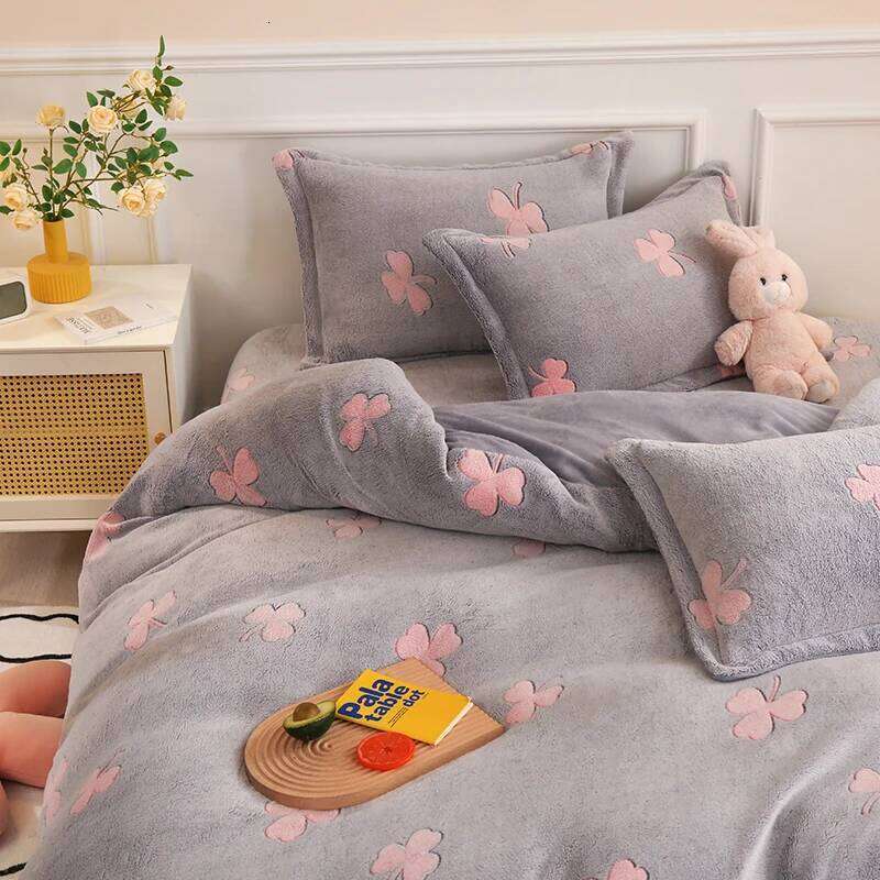 Warm Soft Flannel Duvet Cover Coral Fleece Winter Thick Single Double Queen King Size Quilt cover Sided Velvet Bedding H260311