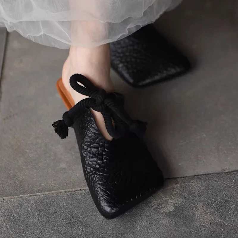 Square Toe Flats Women Designer Mules Shoes Fashion Casual Sandals 2025 Summer Slingback Flip Flops Sandalias De Mujer K260311