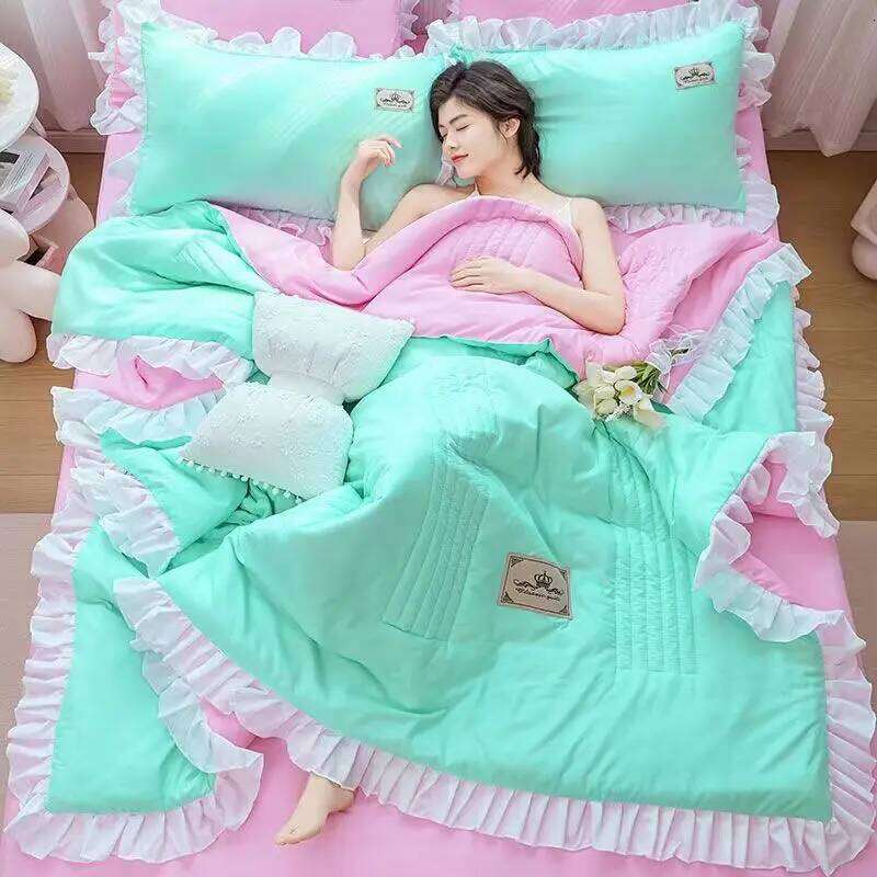 1/3Pc Korean Princess Ruffles Flowers Embroidery Summer Bedspread on The Bed Quilt Air-conditioning Blanket Bedding Set H260311 - view 4