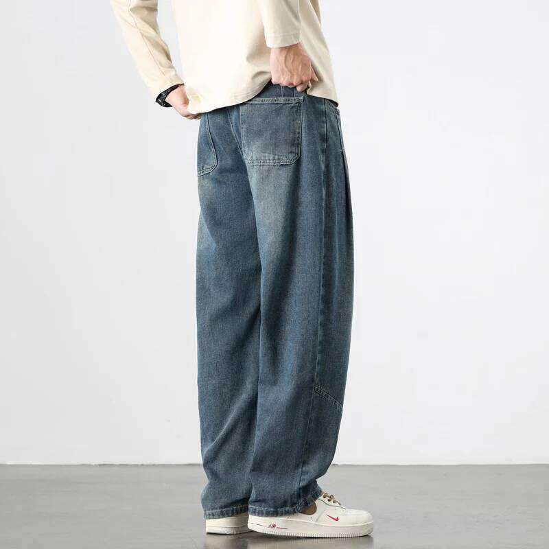New Retro Jeans Men's Autumn Loose Straight Trousers Trendy Brand High Street Wide-leg Work Clothes Male Casual Pants Z260225
