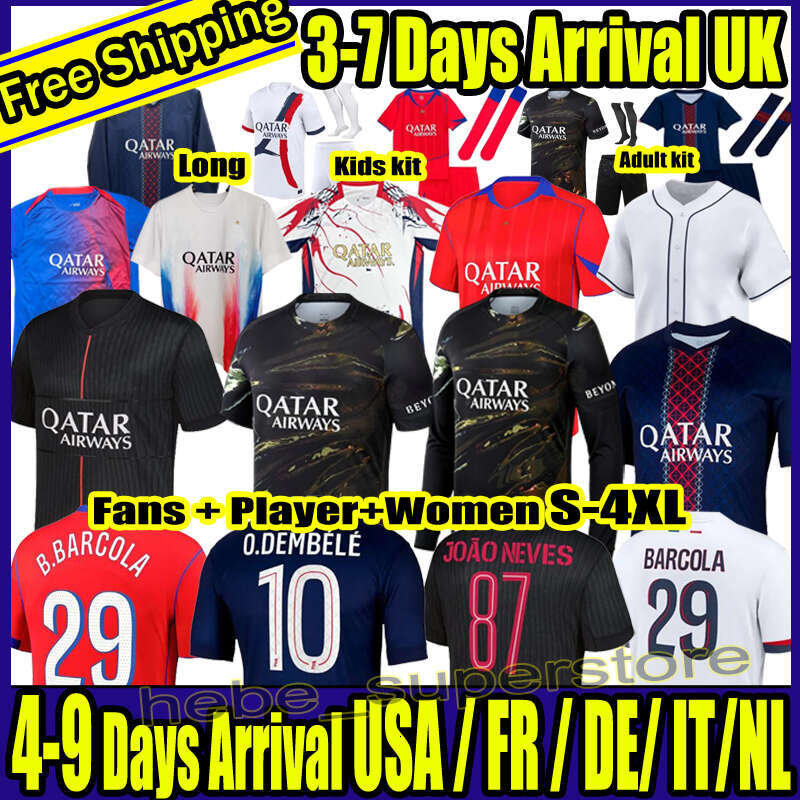 S-4XL Maillot fourth Soccer Jerseys DEMBELE HAKIMI 25 26 enfants PSGeS football shirts Men kits kids Equipment uniforms VITINHA PARIS BARCOLA doue JOAO NEVES 999