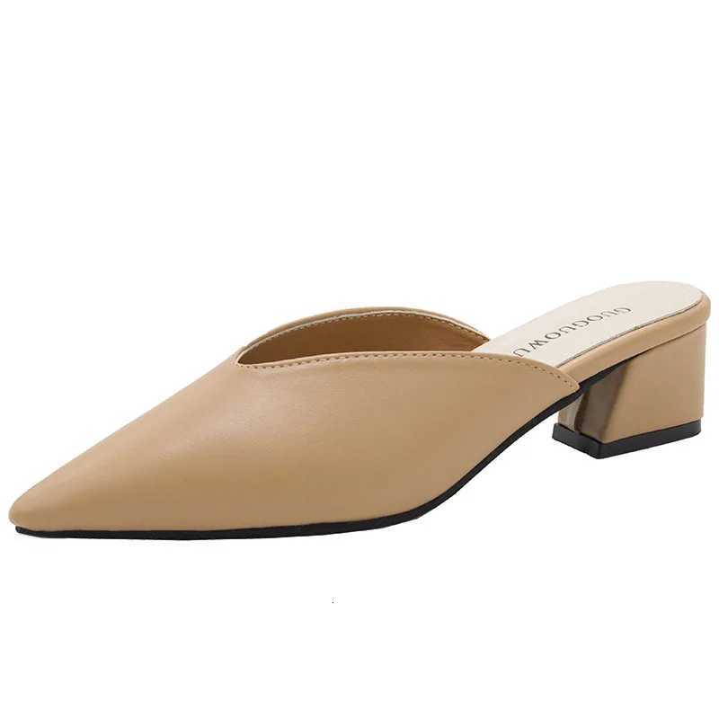 Womens pointed-toe high-heeled mules luxurious and fAshionable block-heeled sandals slip-on mules party shoes K260311