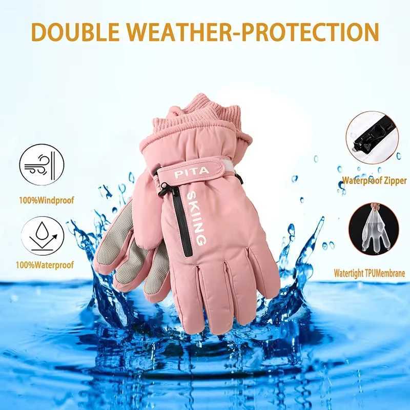 Winter Men Women Full Fingers Gloves Warm Thicken Fleece Skiing Outdoor Running Gloves Waterproof Windproof Non-Slip Mittens M260311