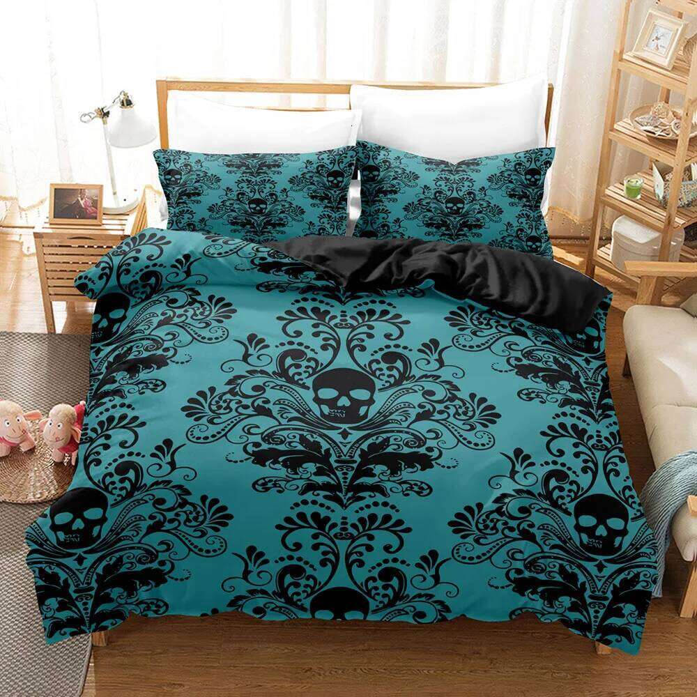 Gothic Style Skull Bedding Sets For Adults Bed Supplies Duvet Cover Set With Pillowcases No Filling Birthday Gifts H260311