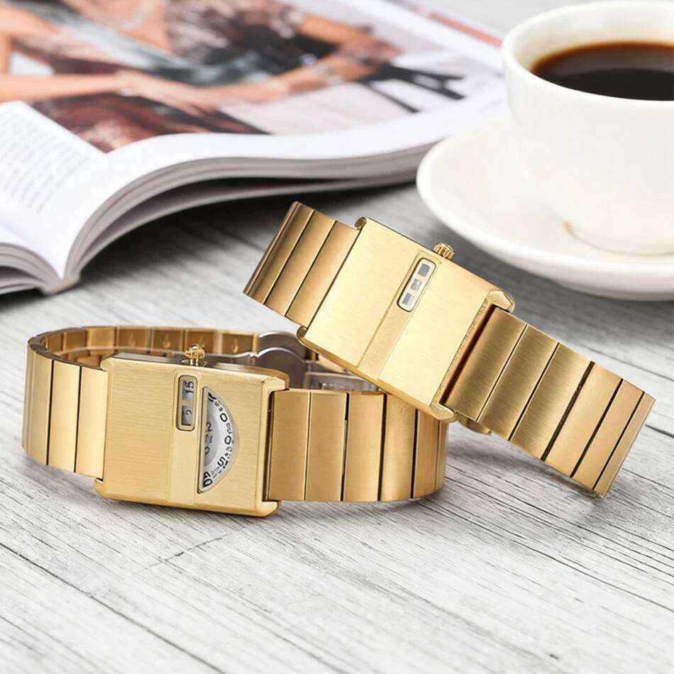 Men Sports Watch Stainless Steel Strap Trend Quartz Wristwatch Waterproof Limited Edition Model Moonphase Square Watchs