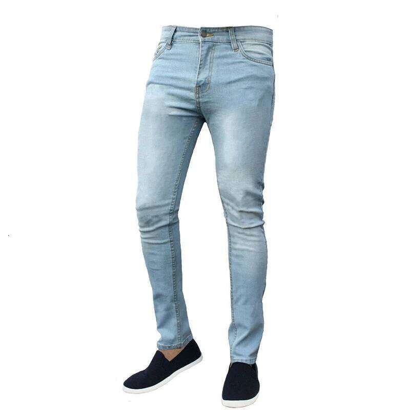 New High Quality Classic Style Slim Jeans for Men Street Male Stretch Denim Trousers Light Blue Skinny Pencil Pants Z260225