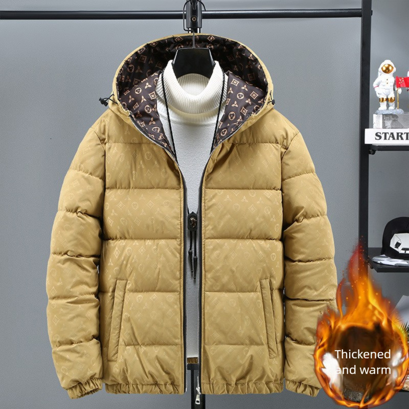 2026 Designer Light Luxury Trendy Brand Cotton Robe Men's Autumn And Winter Thickened Men's Cotton Robe Trendy Warm Bread Robe Cotton Coat M - view 4