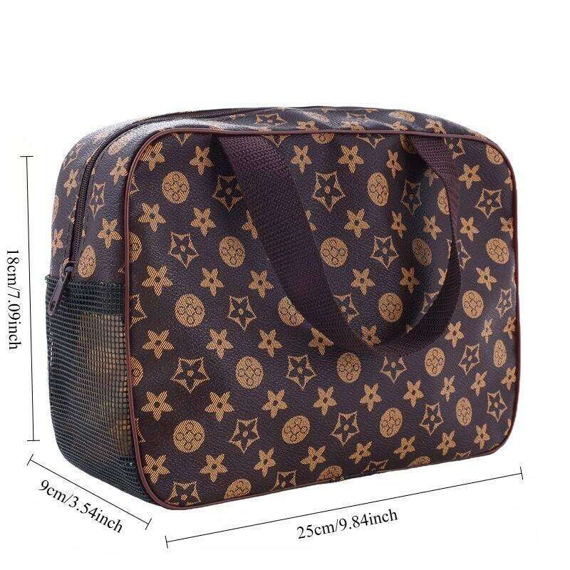 PU Portable Handbag Fashionable & Zipper Cosmetic Organizer Box Shape Toiletry Case For domestic use living room bedroom kitchen organization