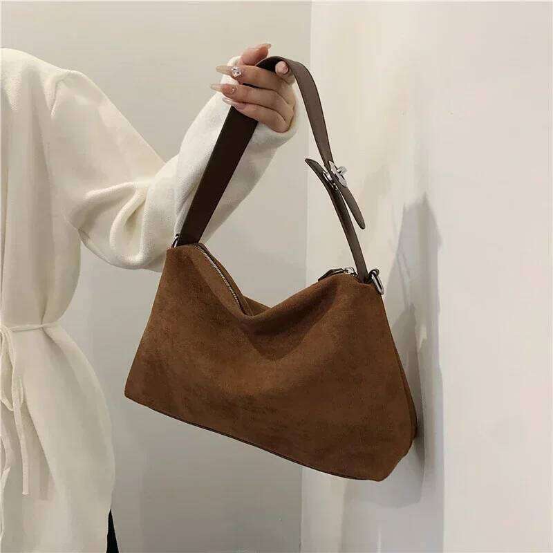 Retro Women's Shoulder High Quality Zipper 2026 New Simplicity Fashion Suede Ladies Crossbody Bags XJ260311