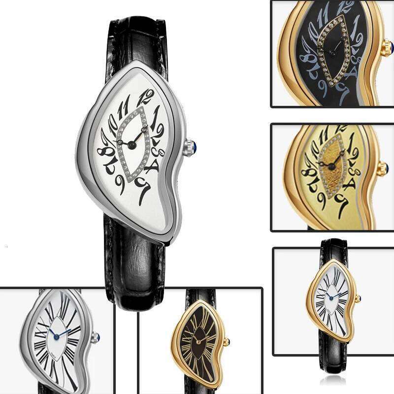 Y2K Medieval Collection Innovative Irregular Watch Leather Strap Fashion Avant-Garde Niche Design Quartz Wristwatch