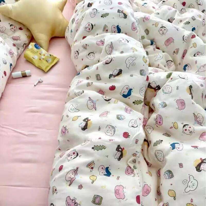 Linen Duvet Cover Jacquard Carbon Grey Dark Bed Four-piece Set Nude Sleeping Striped Retro Bedding Sheet H260311