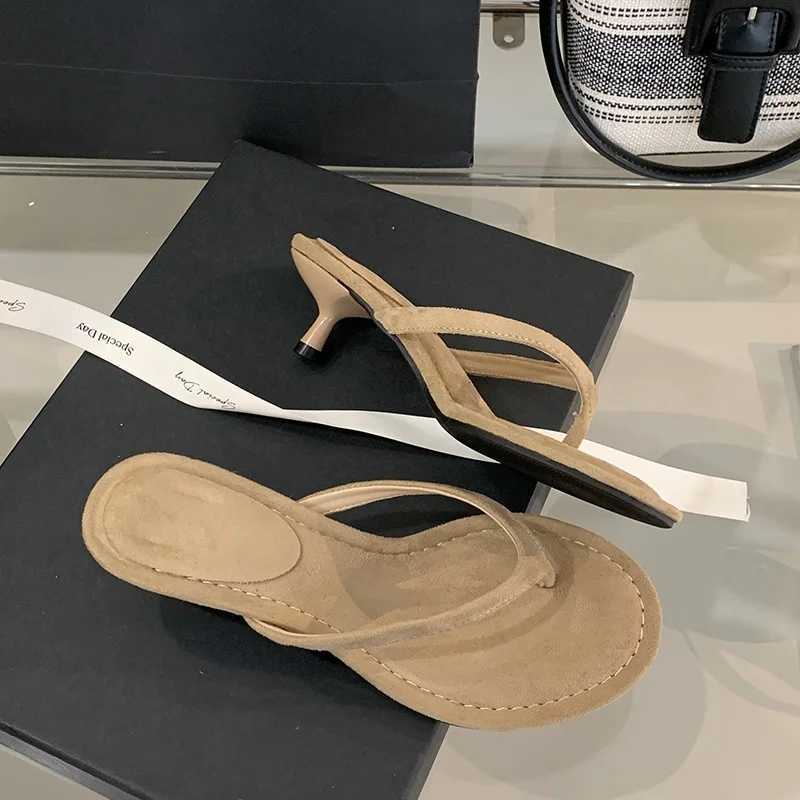 Bailamos 2025 Summer Thin High Heel Women Slipper Fashion Narrow Band Slip On Ladies Flip Flop Outdoor Dress Sandal Slides Shoe K260311