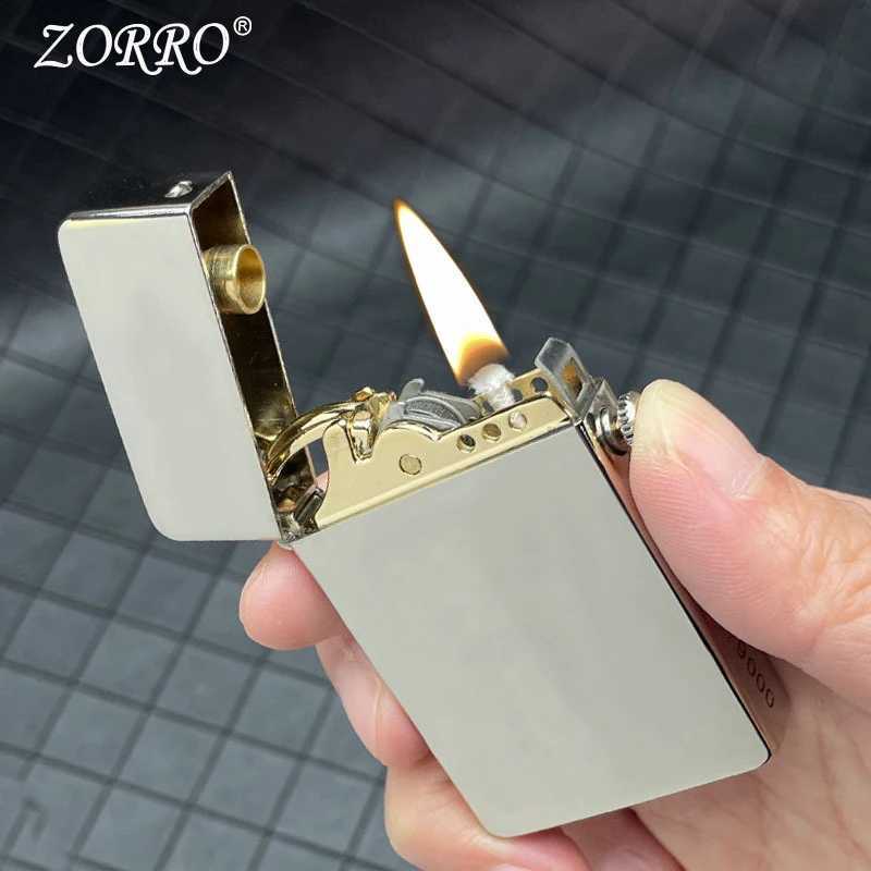 vintage Style Metal Lighter White Nickel Windproof Liquid Oil Lighter with Spring Action Gift for Men N260311