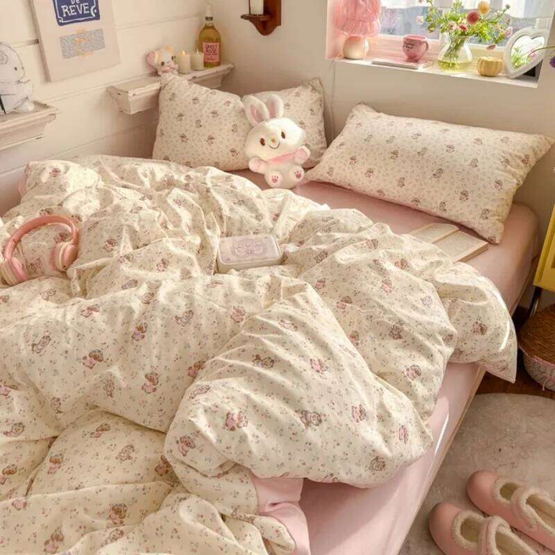 2025 new cartoon printing soft and comfortable bedding four-piece student cute cover quilt sheet dormitory 3-piece set H260311